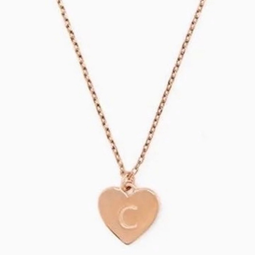 $69 Kate Spade Initial Here “C” Heart Pendant Necklace in Rose Gold-Tone - Picture 7 of 8